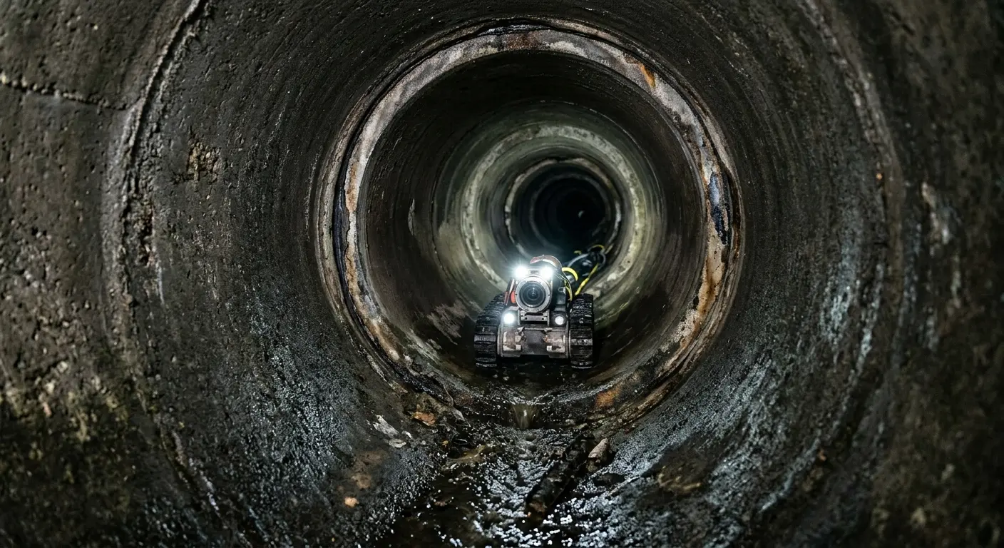 Robotic sewer camera inspecting pipe interior for Drain Snake Service in Mayfair